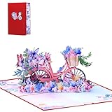 Kreative Blume, Schmetterling, Fahrräder, Popup-Grußkarte, handgemachte Papierüberraschung, für Geburtstage und Hochzeiten, einzigartige Überraschungsdesigns