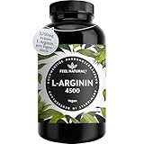 L-Arginin - 365 vegane Kapseln - 4500mg pflanzliches L Arginin HCL aus Fermentation (davon 3750mg pures L-Arginin) je Tagesdosis - Hochdosiert, ohne Zusätze, laborgeprüft, in Deutschland produziert