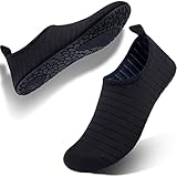 FELOVE Badeschuhe Wasserschuhe Strandschuhe Surfschuhe Barfuß Schuhe,Breathable Schwimmschuhe Hausschuhe Yoga Schuhe für Wassersport für Damen Herren, Schwarz.TW 38/39