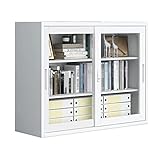 Metall-Aktenschrank, großer abschließbarer Stahlschrank mit transparenter Glasschiebetür