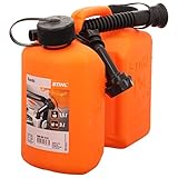 Stihl 8810124 Kombikanister für 3 l Kraftstoff und 1,5 l Sägekettenhaftöl in der Farbe Orange