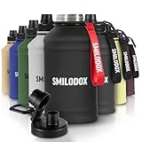 SMILODOX Edelstahl Trinkflasche 2,2 Liter - Extra Stark Sport & Fitness Wasserflasche mit Druckverschluss - BPA-freie Metal Sportflasche für Fitnessstudio, Bodybuilding, Outdoor, Wandern & Büro