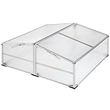 tectake® Frühbeet, Frühbeetaufsatz, Frühbeetkasten, Anzuchtkasten für Hochbeet, Blumenkasten, Anzucht Gewächshaus, Hochbeet Abdeckung, Pflanzkasten Minigewächshaus - 102 x 102 x 41 / 31 cm