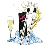 HOTUT Weinkühlstäbe,2 Stück Wine Chiller Stick,Edelstahl Kühlstab mit Ausgießer,Weinkühler Set,Weinstab Kühler,Weinflaschenkühler für Rot und Weißwein,Wein Zubehör Geschenk für Frauen Männer