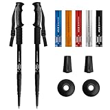 Wanderstöcke, Ynaice 2 Pack Teleskop Walking Stöcke Aluminium Ultraleicht Trekkingstöcke für Damen und Herren Wanderstock Verstellbar 110cm-schwarz