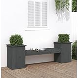 WOODEY Home Furniture Garten-Pflanzbank, grau, 184,5 x 39,5 x 56,5 cm, Massivholz, Kiefer