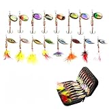 16-teiliger Bass-Köder, Spinner-Köder, Pailletten-Köder, Verbessertes Spinner-Feder-Köder-Tackle-Taschen-Set,