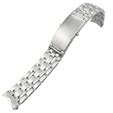 316L Edelstahl gebogenes Ende Watchband 20 mm 22 mm Pass für Omega Seamaster Planet Ozean Diver 300 Silber Festwache/3 Stämme/20 mm