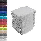 10er Set Waschhandschuhe Waschlappen Silber 16x21 cm | 100% Baumwolle Frottier | Oeko-TEX® Standard 100 | Premium Qualität 500 g/m²