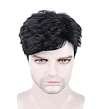 Kurze Männliche Schwarze Perücke, Hübsches Herren-Tageskostüm, Synthetische Vollperücken, Herren-Kostüm, Cosplay, Halloween, Chemische Faser, Hitzebeständige Perücke, Täglich, Party