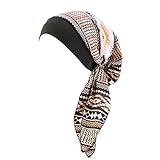 Chemo Turban Damen Falten Schlafhut Headwrap Elastic Weich Soft Verknotet Bandana Kopfbedeckung Chiffon Kopfwickel Atmungsaktiv Kappe Vorgebundener Knoten Muslimisches Hat für Krebs Haarausfall