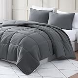 Casa Platino Bettdecken-Set für Queen-Size-Betten, Alternative zu Gänsedaunen, gewaschen, ultraweich, Premium-Bettwäsche-Set für alle Jahreszeiten (Queen, Anthrazit)