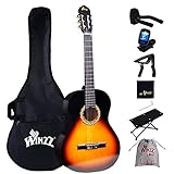 Winzz Konzertgitarre 4/4 Anfänger Set - 39 Zoll Klassische Gitarre Kit mit Nylonsaiten für Erwachsene, Kinder ab 11+ Jahre, Sunburst