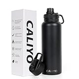 CALIYO Trinkflasche Edelstahl, Thermoskannen Hohe Kapazität, Thermosflaschen Direkttrinktyp + Strohhalmtyp, Wasserflasche Edelstahl Isolierflasche 6-12 Stunden Warm Halten, Thermoflasche 950ML 1150ML