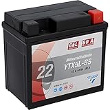 CARTEC Motorradbatterie YTX5L-BS, 4Ah, 80A, Gel Technologie Motorrad-Starter-Batterie, Erstausrüsterqualität, zyklenfest, lagerfähig, wartungsfrei, schwarz