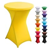 Highdi Stretch Stehtischhusse, Stehtisch Hussen Ø 60 / Ø 80 cm, Verstärkung im Fußbereich und Viele Farben Waschbar für Runden Tisch Hochzeit Bankett Tischdekoration (Gelb, 80x110cm)