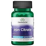 Swanson Iron Citrate (Eisencitrat), 25mg, 60 vegane Kapseln, hochdosiert, Laborgeprüft, Vegetarisch, Sojafrei, Glutenfrei, Ohne Gentechnik