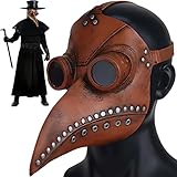 Retoo Schnabelmaske Pest Doktor Maske Latex, Lange Nase Vogel Schnabel Maske Karneval, Steampunk Halloween Cosplay Requisiten, Kopfmaske für Erwachsene Party Fasching, Plague Doctor Mask