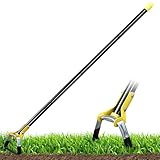 OLLIDOT Verstellbare Gartenhacke – robuste Steigbügelhacke mit langem Griff, zum Jäten, schwarz, 76,2–144,2 cm