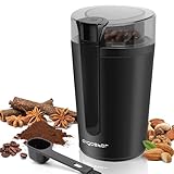 Aigostar Elektrische Kaffeemühle Mahlgrad Einstellbar BPA Frei Caffe Grinder Mixer Mühle Zerkleinerer für Kaffeebohne Leinsamen Nuss Gewürze Getreide 60g 200W