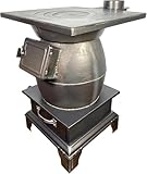 Gusseisen-Holzofen – Heiz- und Kochherd für den Innenbereich, tragbar für Camping & Heimgebrauch