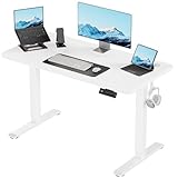JUMMICO Höhenverstellbarer Schreibtisch KOMPLETTE TISCHPLATTE Elektrischer Schreibtisch Höhenverstellbar mit Memory-Funktion Steh-Sitz Tisch Computertisch 120 x 60 cm Weiß