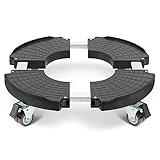 W B D WEIBIDA Pflanzenroller Rund Ø 40-54cm Tragkraft 200 KG, Pflanzenrolle Außenbereich mit 360 ° Drehbare Rädern Schwerlast und Innen, Rollbrett Pflanzen für den Hausgarten Blumentopf, Schwarz
