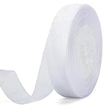 jijAcraft Organzaband Weiß, 45M Organza Schleifenband Dekoband, 20mm Transparentes Chiffonband Geschenkband für Kuchen Geschenkverpackung, Hochzeit, Weihnachten, Taufe