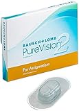 Bausch + Lomb PureVision2 for Astigmatism Monatslinsen, torische Kontaktlinsen, weich, 3 Stück BC 8.9 mm / DIA 14.5 / CYL -0.75 / Achse 10 / -2.75 Dioptrien