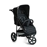 hauck Buggy Rapid 3, für Kinder bis 22 kg, Klein Zusammenklappbar, mit Schlaffunktion ab Geburt, Höhenverstellbarer Schieber, Großer Korb bis 3 kg, Kunststoff Reifen (Caviar/Black)