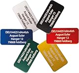 UAS-ID - Drohnen-Kennzeichen oder e-ID, 20x10mm, bis zu 4 Zeilen, aus Aluminium silber eloxiert mit hochwertiger Laserbeschriftung