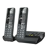 Gigaset Comfort 520A Duo - 2 Schnurlose DECT-Telefone mit Anrufbeantworter - Beste Audioqualität mit Freisprechfunktion - Anrufschutz - Adressbuch 200 Kontakten, titan-schwarz [Deutsche Version]