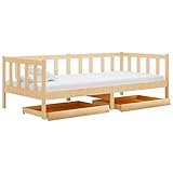 Eleganz Tagesbett mit Schubladen 90x200 cm aus Massivholz Kiefer – Robustes Kinderbett oder Gästebett mit Stauraum für kleine Räume