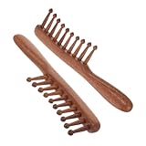 HONITANO 2 Stück Sandelholzkamm kleiner breiter Zahnkamm breiter Kamm für Männer Haarmassagekamm Haarmassagewerkzeug Kopfhautwäscher Gesichtsbehaarungsmassagegerät hölzern Brown