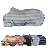 Marengos - Fliegendecke mit Kreuzgurt Economic – Schutz vor Insekten & Plagegeistern – Ekzemerdecke inkl. großem Schweiflatz – Verstellbarer Kreuzgurt – Pferdedecke in Silbergrau – 145 cm