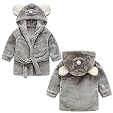 Vine Baby Bademantel, Unisex Bademantel Baby Mädchen, Kleinkinder Kids Bademantel mit Kapuze Kapuzenbademantel Kapuzenhandtuch Niedlichen 0-12 Monate,Grau