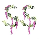 Aprilsunnyzone Künstliche Glyzinien-Blumengirlande, 2 Stück, 1,8 m, zum Aufhängen, Seide, Blumenranke, Rattan, für Hochzeit, Hintergrund, Zuhause, Wand, Garten, Party, Tischdekoration, Fuchsia
