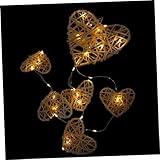 FONDOTIN 1 Stück Liebe Windspiel Lampe Herz Lichterkette Windspiel Nachtlicht Dekorative Nacht Lichterkette Herzförmige Lichter Valentinstag Outdoor Ornamente Retro Dekor Rattan LED Innen