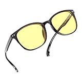 ZILLERATE NACHTFAHRBRILLE Unisex - Nachtsichtbrille filtert Licht von Scheinwerfern, NACHTBRILLE zum Autofahren, Gelb getöntes HD-Sichtglas, leichter komfortabler TR90-Rahmen, mit Schutz-Etui