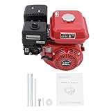 CCAUUB 7,5HP Gasmotor, 4-Takt 208cc 3600RPM Motor Kart Motor, Luftkühlung Einzelzylinder Benzinmotor Go Kart Engine Für Kompressor Scarifier Rasenmäher Pumpe Generator Mäher (Rot)