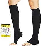 Medizinische Kompressionsstrümpfe Damen & Herren mit Silikonband Open Toe Knee High Calf Compression Socks Firm 20-30 mmHg Abgestufte Unterstützung Stützstrümpfe für Krampfadern, Ödeme