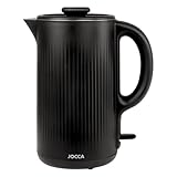 Jocca - Elektrischer Wasserkocher, 1,8 l, Gehäuse und Deckel aus Edelstahl, STRIX-Steuerung, 1500 W, schneller und sicherer Wasserkocher, elegantes schwarzes Design