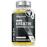 Creatin Monohydrate - 3000mg Kreatin - 90 Gummibärchen ohne Zucker - Hohe Bioverfügbarkeit - Leckere Alternative zu Kapseln, Tabletten, Pulver - Mit Zitronengeschmack - Vegane Gummies - WeightWorld