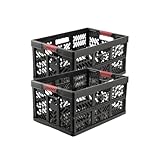 SomosTrade Klappbox 45L | Graphit - Rot | 54 x 28 x 37cm | mit Soft Touch Griffen | stabile Klappbox | Perfekte Aufbewahrung | (2 Klappbox - Graphit Rot)