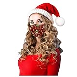 TT- 30 Stück Kinder Weihnachten Mundschutz Masken Bunt,3-lagig Xmas Einwegschutz Atmungsaktiv Face Masken Gesichtsschutz Bandana Halstuch Schals (C, 30pcs)