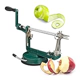 Relaxdays Apfelschälmaschine, Apfel schneiden, schälen, entkernen, 3 in 1, mit Kurbel, HxBxT 13,5 x 30,5 x 10,5 cm, grün
