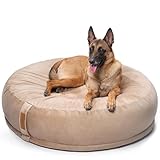 UNIQBED VierbeinWelt Premium Orthopädisches Hundebett für große, mittelgroße & kleine Hunde [Waschbar & Abnehmbarer Bezug] (Beige, [XL] Ø110 x Höhe 32 cm)