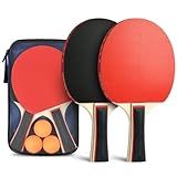 Flintronic Tischtennis Set, Tischtennisschläger, 2 Tischtennisschläger + 3 Tischtennisbälle, Ping Pong Set,Tischtennisschläger Set mit Tragetasche für Anfänger und Fortgeschrittene,Familien und Profis