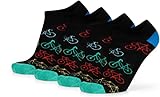 2 Paar Lustige Sneaker Socken mit verschiedenen Motiven und Farben bestehend aus Baumwolle, Polyamid und Elasthan Farbe Fahrrad Größe 42-47