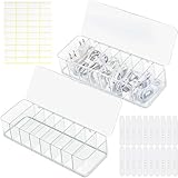 PIWOSGOL Kabel Organizer Box, 2 Stück Kabel Aufbewahrungsbox, Cable Management Box mit 8 Fächer & 20 Kabelbindern, Kunststoff Cable Organizer Box für Schreibtisch Aufbewahrung, Büro (Transparent)